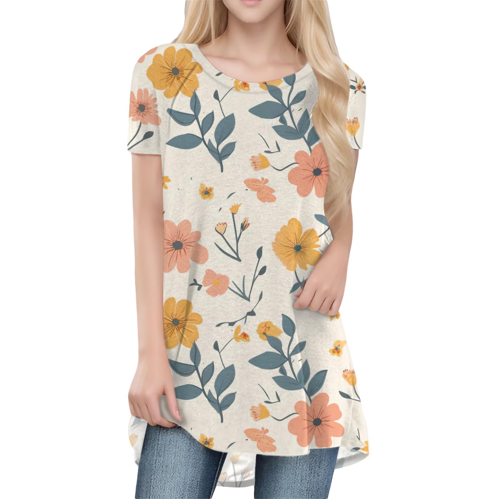 Womens Tops Loose Casual Trendy Curved Hem Loose Fit Daily Wear Summer Dressy Soft Graphic Tees Outfits 2025