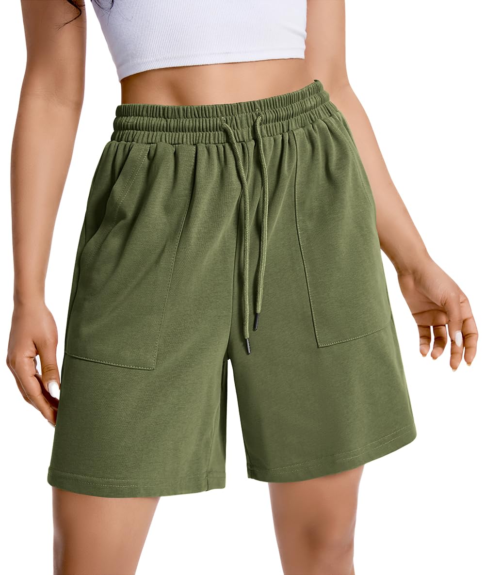 Womens Cotton Sweat Shorts Casual Summer Short Loose Drawstring Lounge Running Athletic Shorts with Pockets