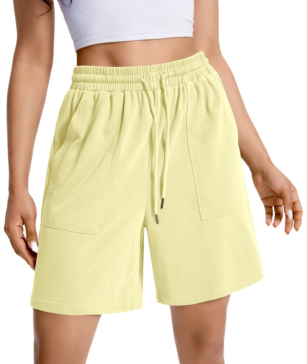 Womens Cotton Sweat Shorts Casual Summer Short Loose Drawstring Lounge Running Athletic Shorts with Pockets