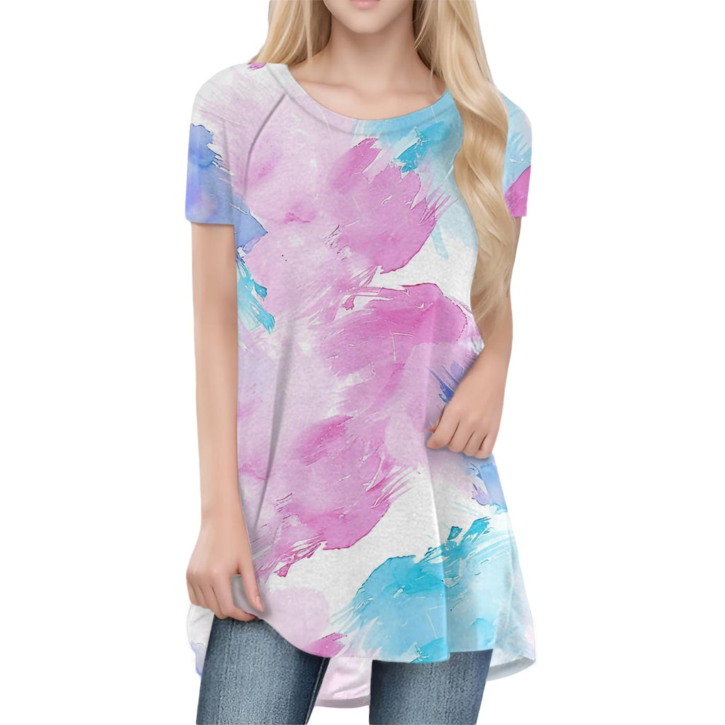 Womens Tops Loose Casual Trendy Curved Hem Loose Fit Daily Wear Summer Dressy Soft Graphic Tees Outfits 2025