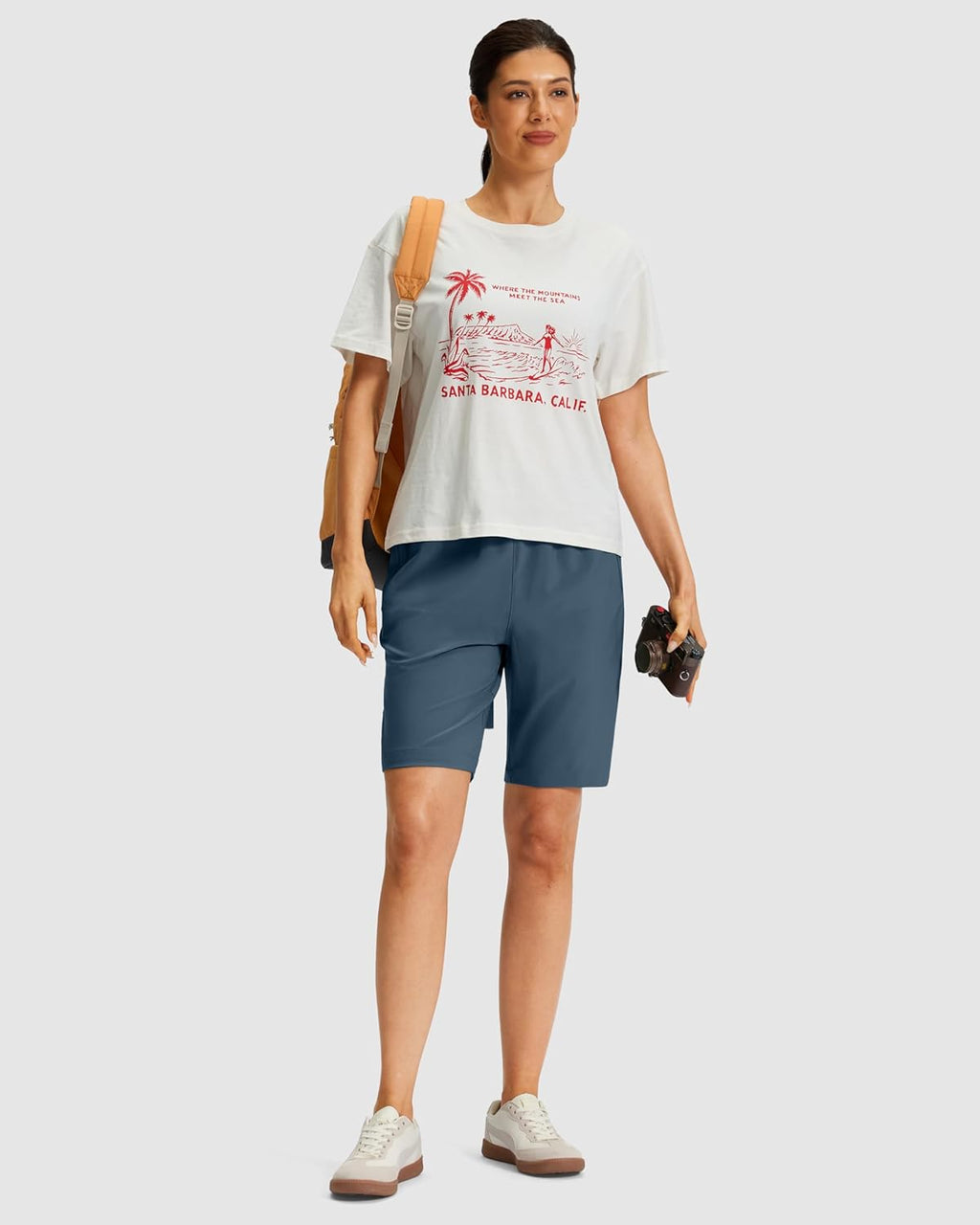 Viodia Women's 9''/11'' Hiking Shorts Long Bermuda Lightweight Shorts Quick Dry Athletic Golf Shorts with 3 Zipper Pockets
