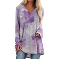 Womens Tops Casual Loose V Neck Tunic T Shirts Long Sleeve Blouses Classic Dressy Solid Color Sweatshirts