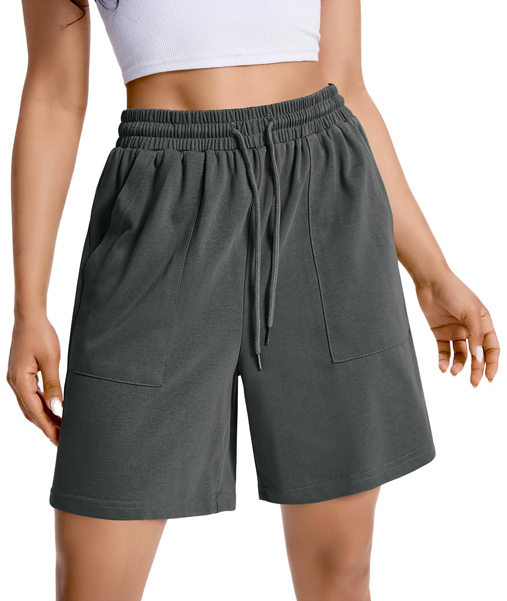 Womens Cotton Sweat Shorts Casual Summer Short Loose Drawstring Lounge Running Athletic Shorts with Pockets
