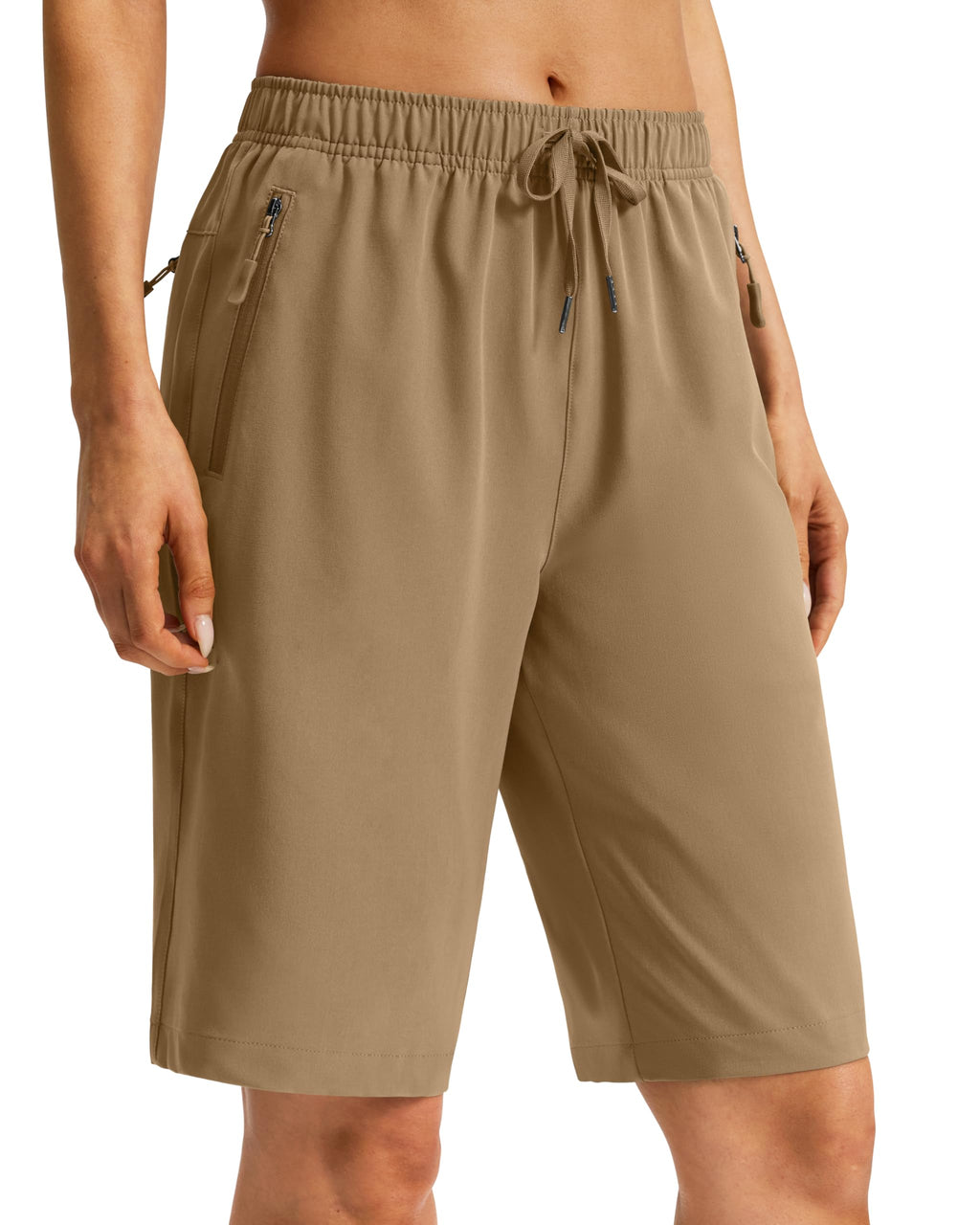 Viodia Women's 9''/11'' Hiking Shorts Long Bermuda Lightweight Shorts Quick Dry Athletic Golf Shorts with 3 Zipper Pockets