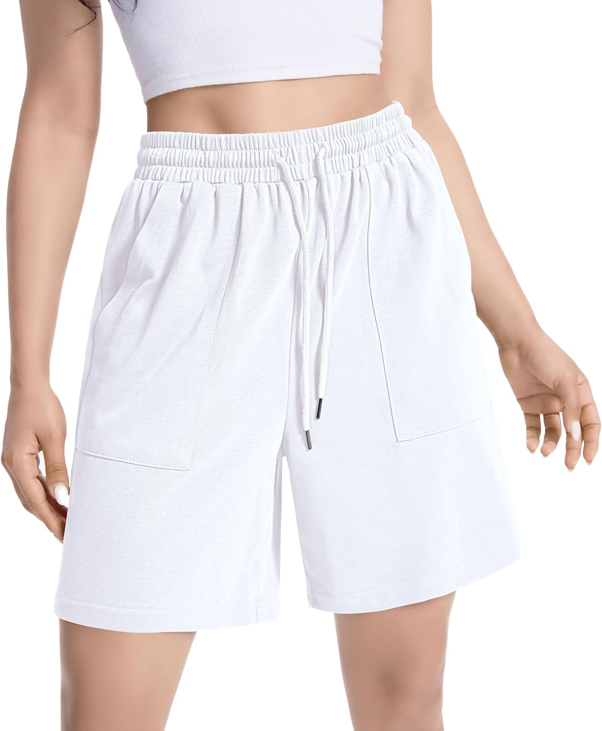 Womens Cotton Sweat Shorts Casual Summer Short Loose Drawstring Lounge Running Athletic Shorts with Pockets