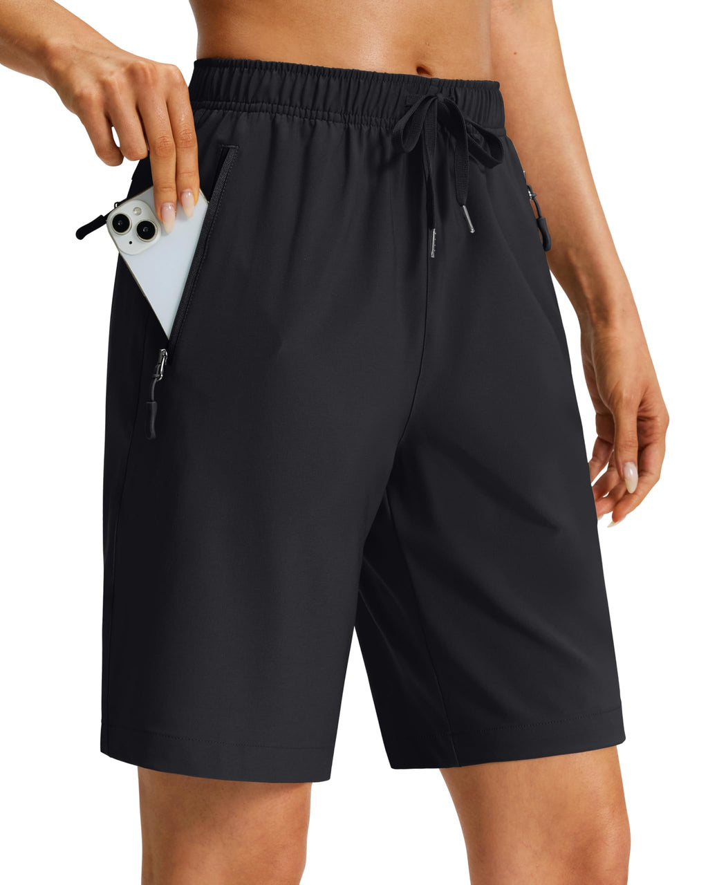 Viodia Women's 9''/11'' Hiking Shorts Long Bermuda Lightweight Shorts Quick Dry Athletic Golf Shorts with 3 Zipper Pockets