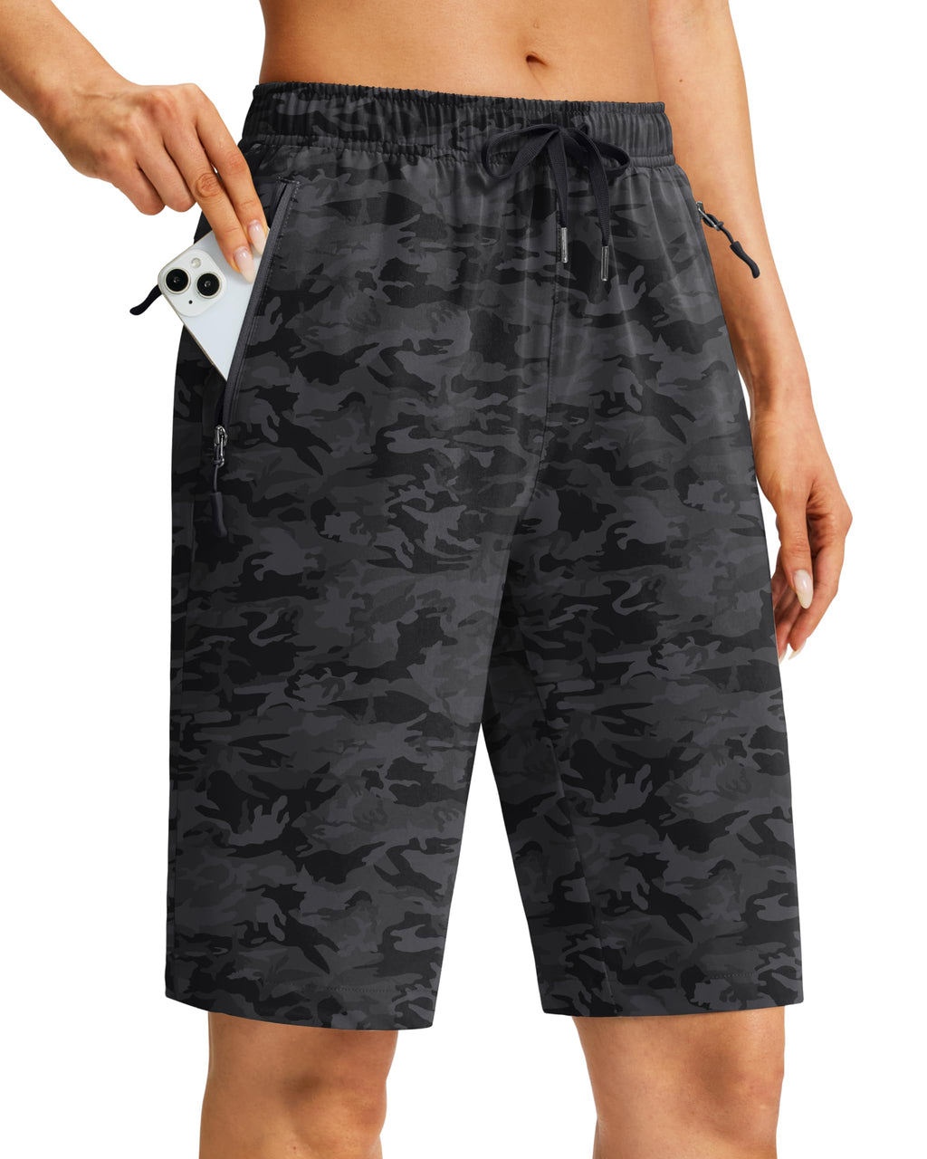Viodia Women's 9''/11'' Hiking Shorts Long Bermuda Lightweight Shorts Quick Dry Athletic Golf Shorts with 3 Zipper Pockets