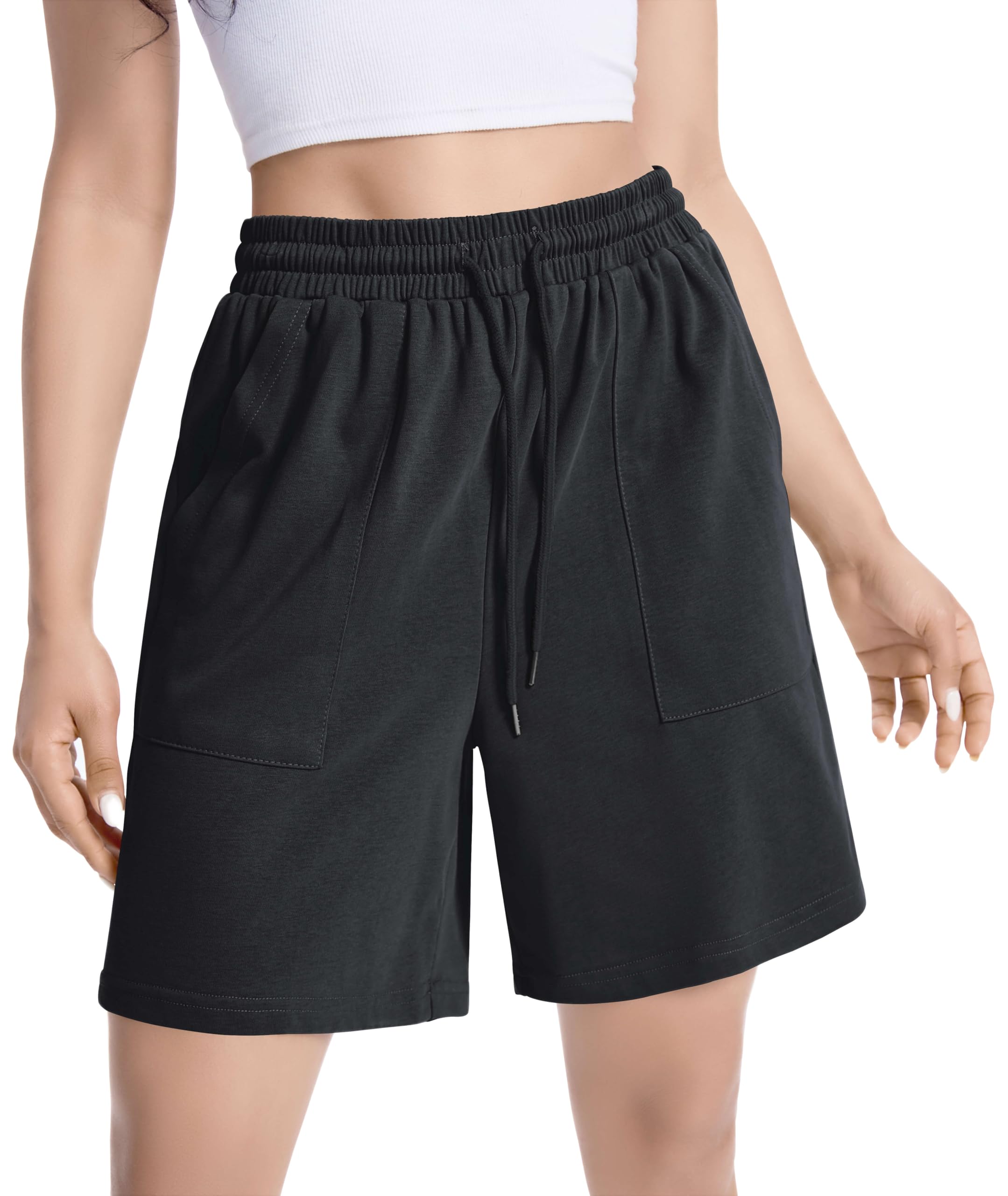 Womens Cotton Sweat Shorts Casual Summer Short Loose Drawstring Lounge Running Athletic Shorts with Pockets