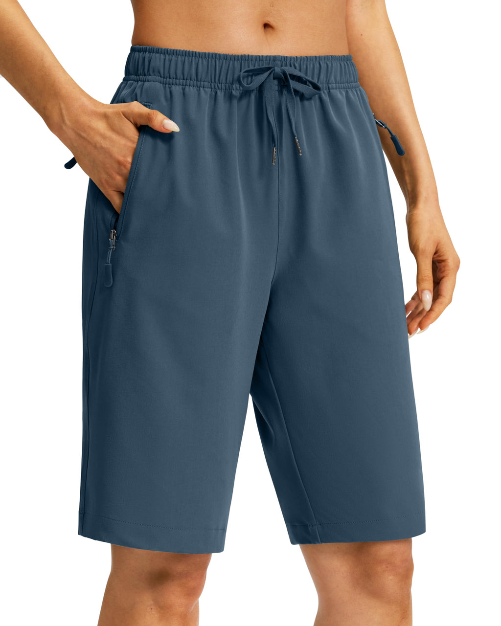 Viodia Women's 9''/11'' Hiking Shorts Long Bermuda Lightweight Shorts Quick Dry Athletic Golf Shorts with 3 Zipper Pockets