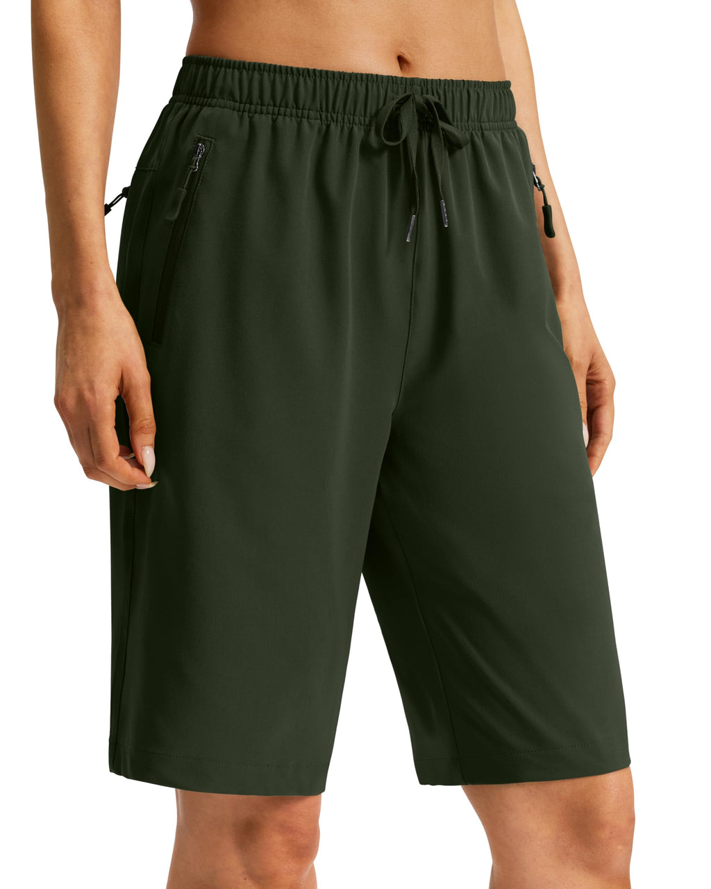 Viodia Women's 9''/11'' Hiking Shorts Long Bermuda Lightweight Shorts Quick Dry Athletic Golf Shorts with 3 Zipper Pockets