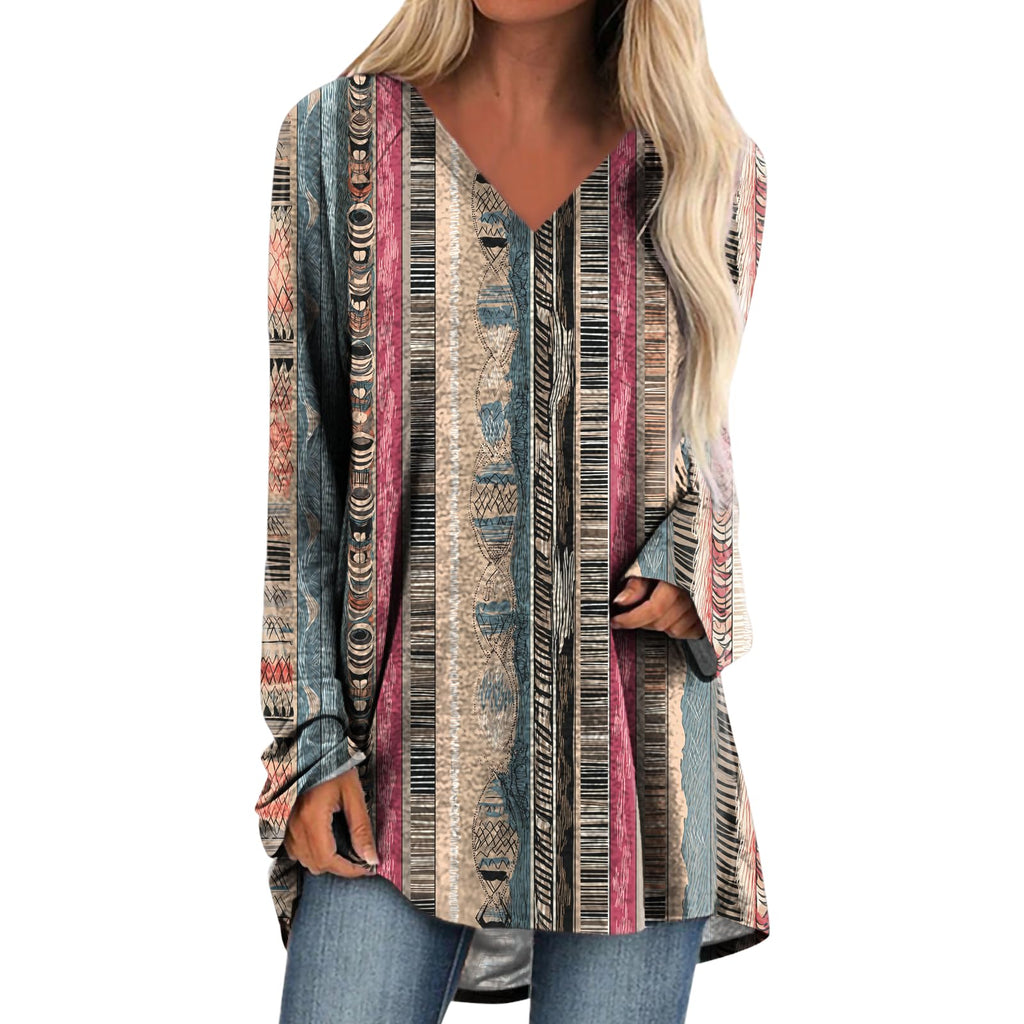 Womens Tops Casual Loose V Neck Tunic T Shirts Long Sleeve Blouses Classic Dressy Solid Color Sweatshirts
