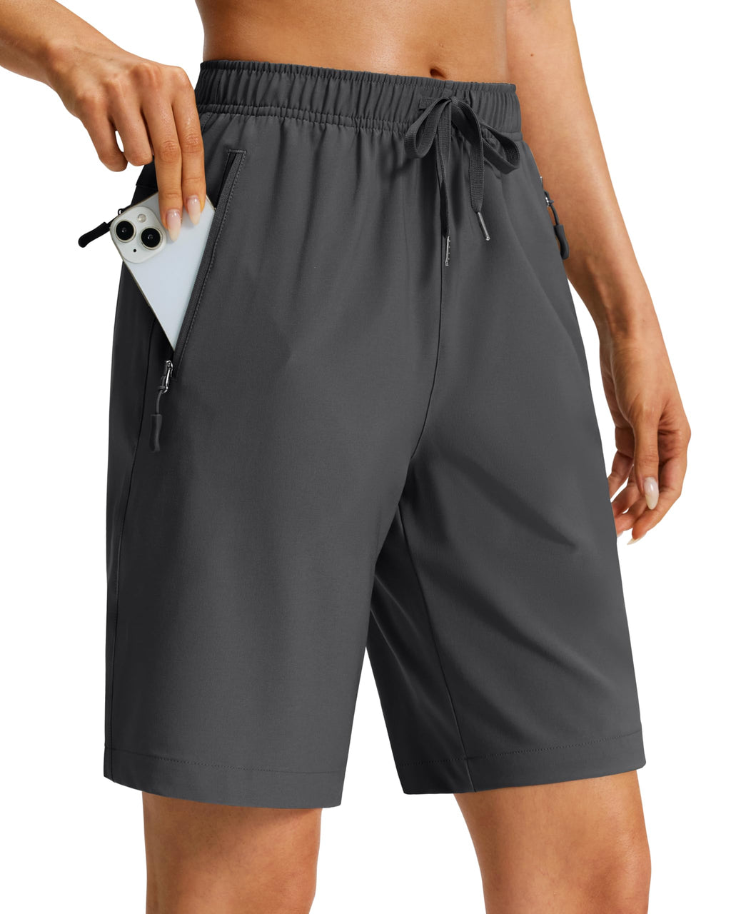Viodia Women's 9''/11'' Hiking Shorts Long Bermuda Lightweight Shorts Quick Dry Athletic Golf Shorts with 3 Zipper Pockets