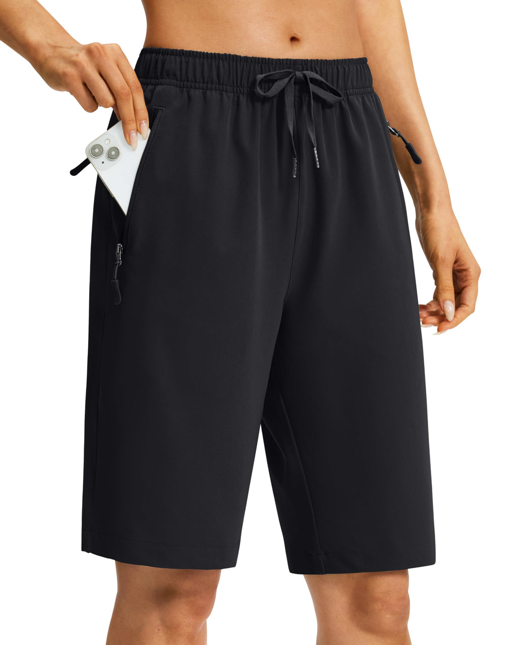 Viodia Women's 9''/11'' Hiking Shorts Long Bermuda Lightweight Shorts Quick Dry Athletic Golf Shorts with 3 Zipper Pockets
