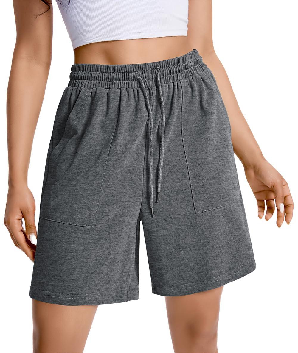 Womens Cotton Sweat Shorts Casual Summer Short Loose Drawstring Lounge Running Athletic Shorts with Pockets