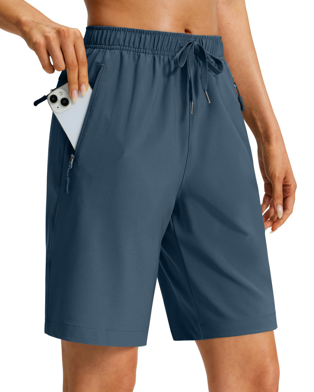 Viodia Women's 9''/11'' Hiking Shorts Long Bermuda Lightweight Shorts Quick Dry Athletic Golf Shorts with 3 Zipper Pockets