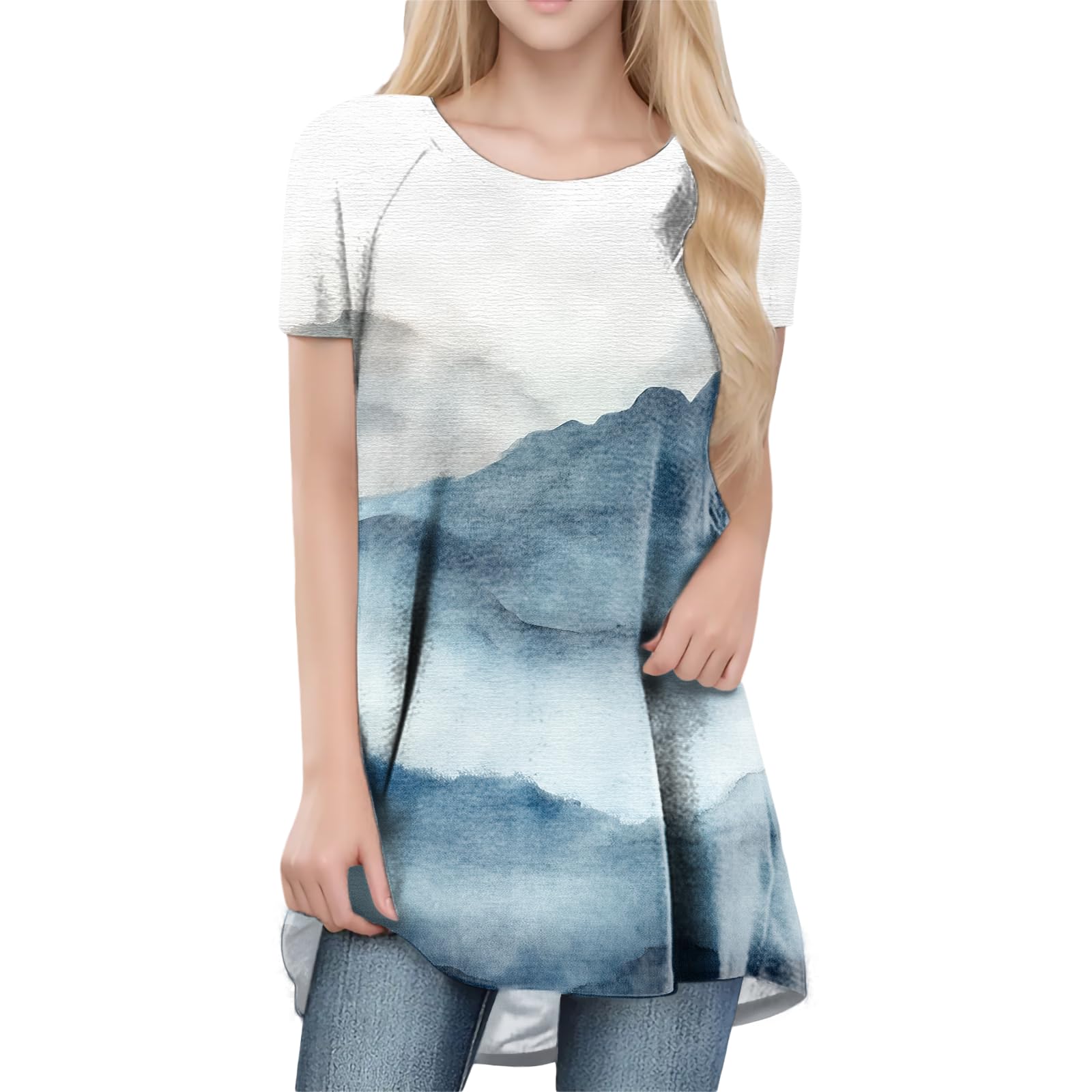 Womens Tops Loose Casual Trendy Curved Hem Loose Fit Daily Wear Summer Dressy Soft Graphic Tees Outfits 2025