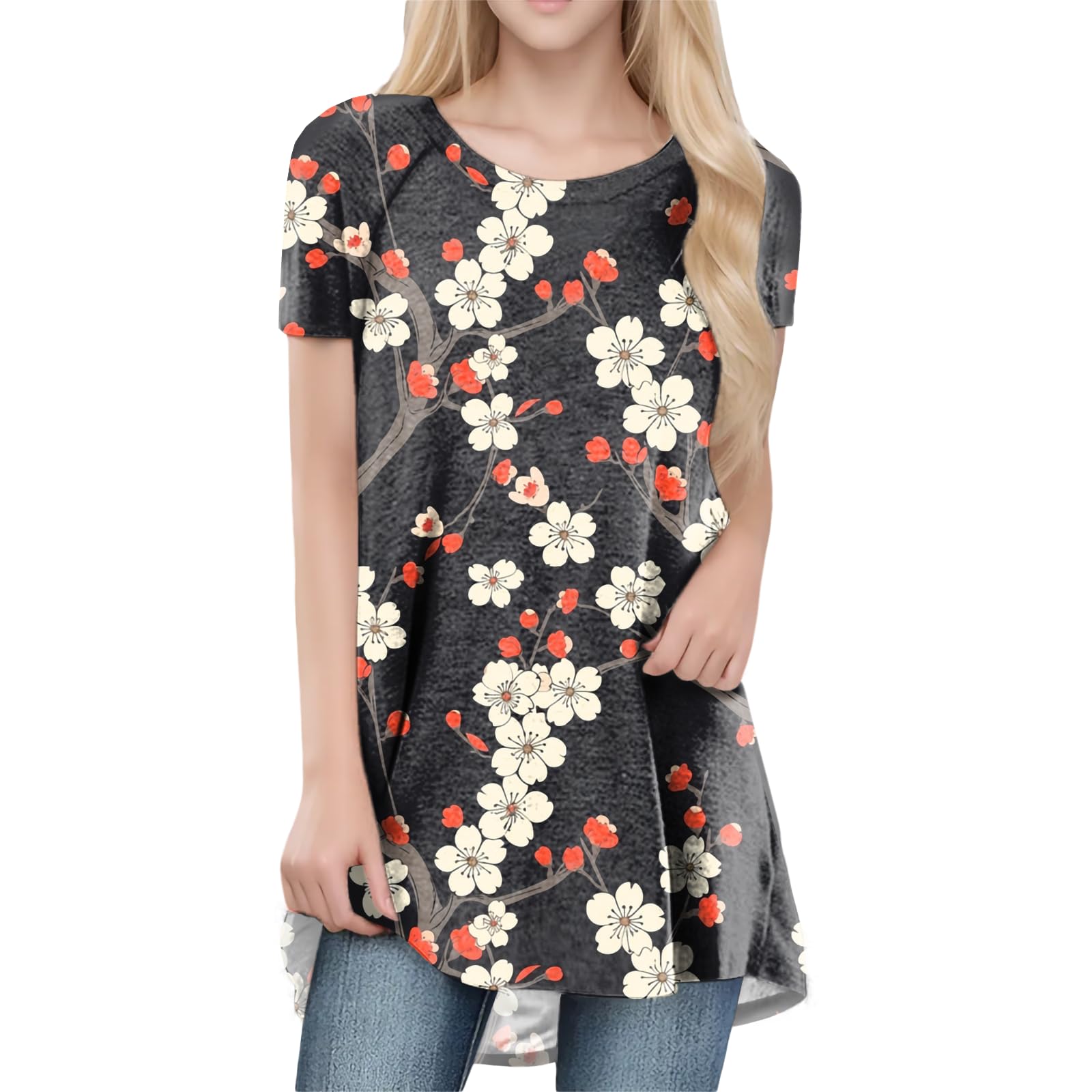 Womens Tops Loose Casual Trendy Curved Hem Loose Fit Daily Wear Summer Dressy Soft Graphic Tees Outfits 2025