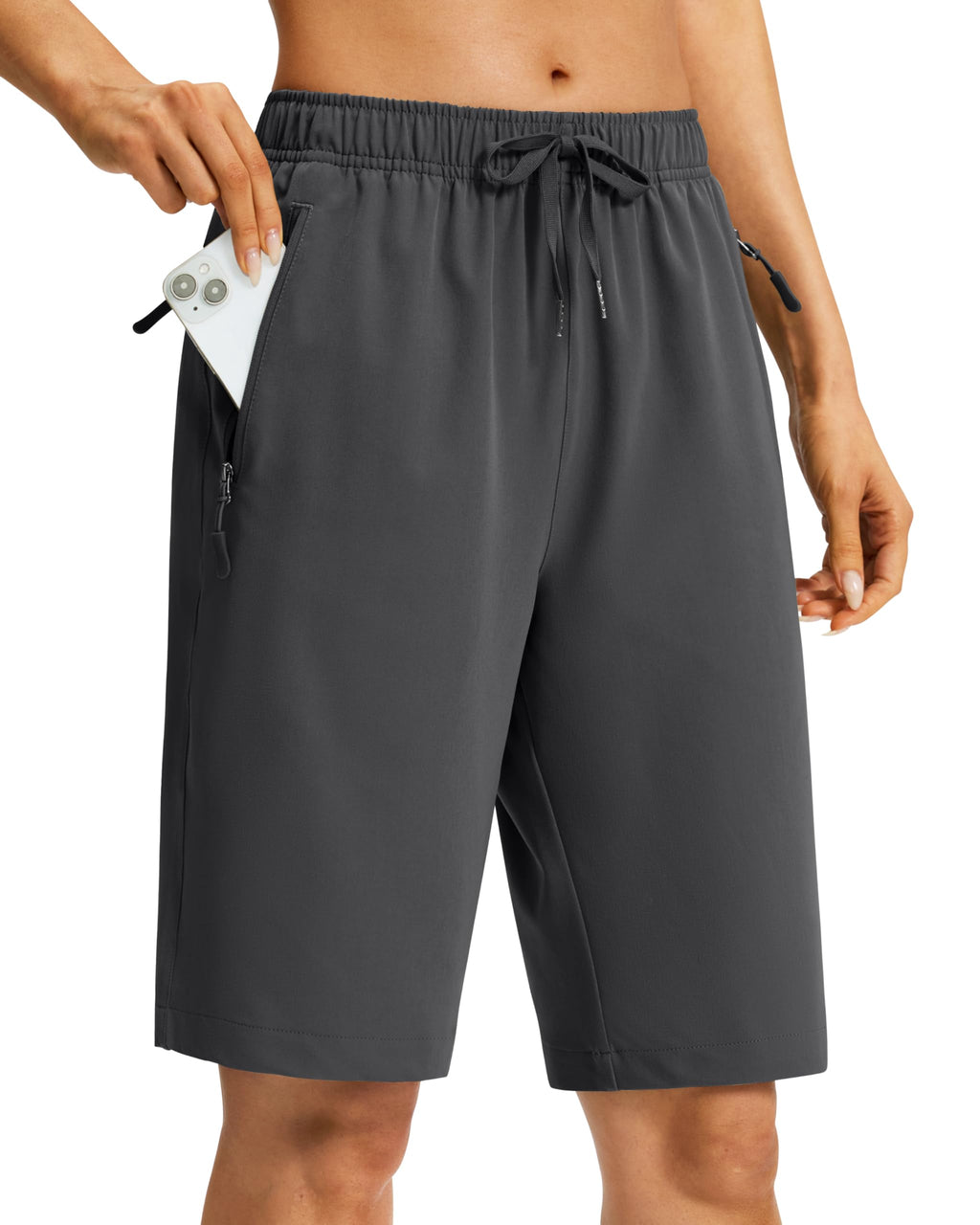 Viodia Women's 9''/11'' Hiking Shorts Long Bermuda Lightweight Shorts Quick Dry Athletic Golf Shorts with 3 Zipper Pockets