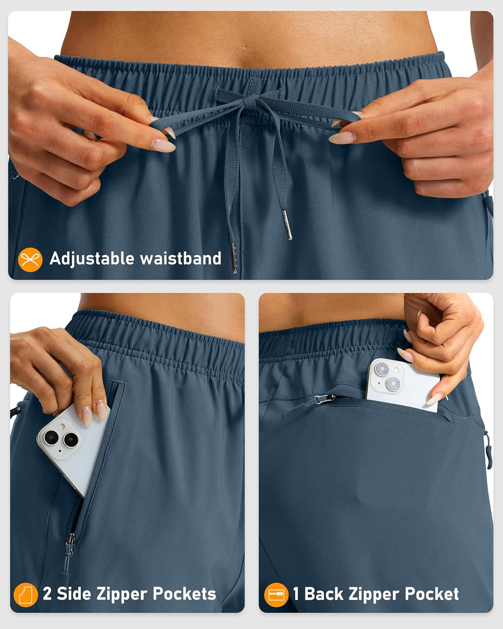 Viodia Women's 9''/11'' Hiking Shorts Long Bermuda Lightweight Shorts Quick Dry Athletic Golf Shorts with 3 Zipper Pockets