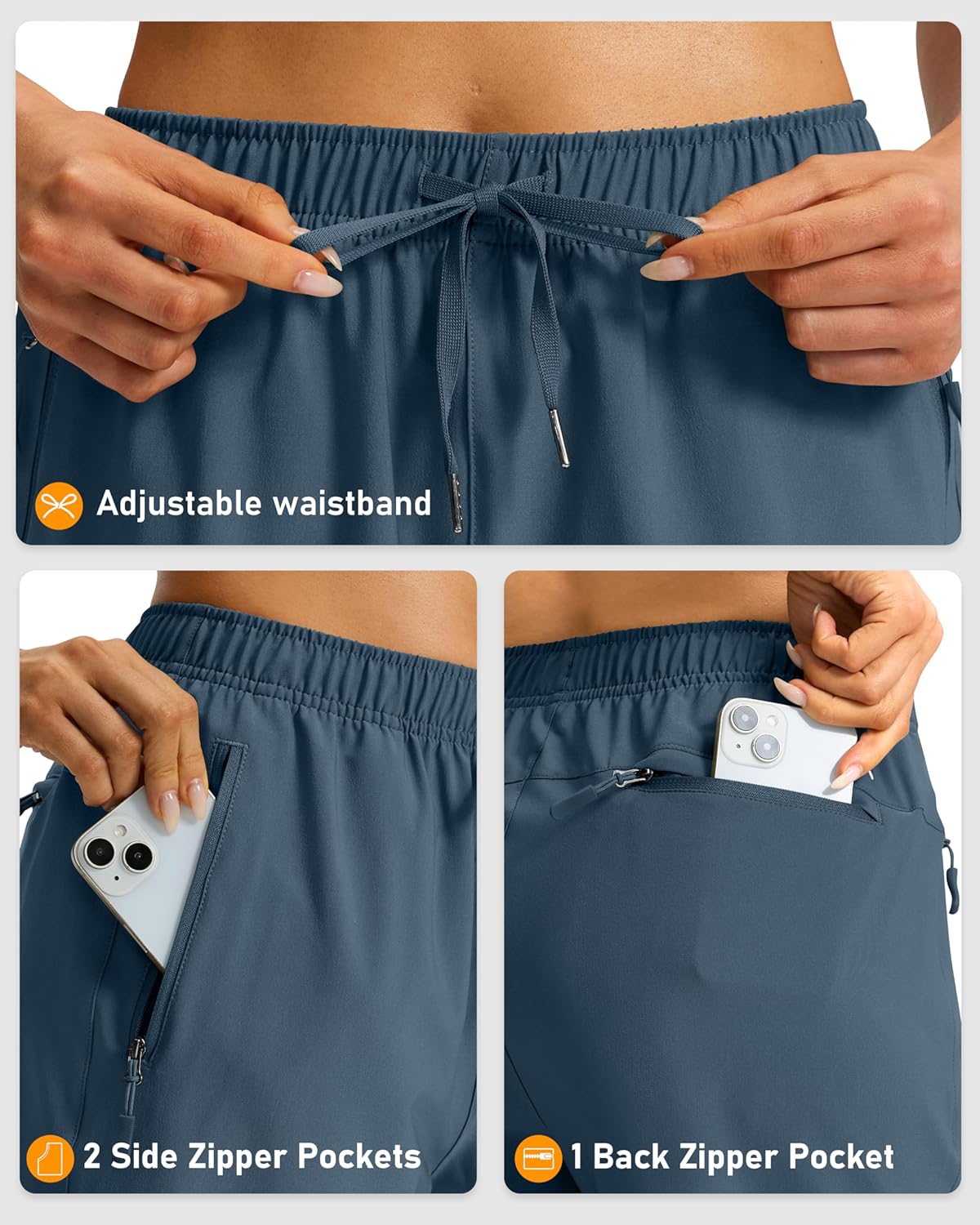 Viodia Women's 9''/11'' Hiking Shorts Long Bermuda Lightweight Shorts Quick Dry Athletic Golf Shorts with 3 Zipper Pockets