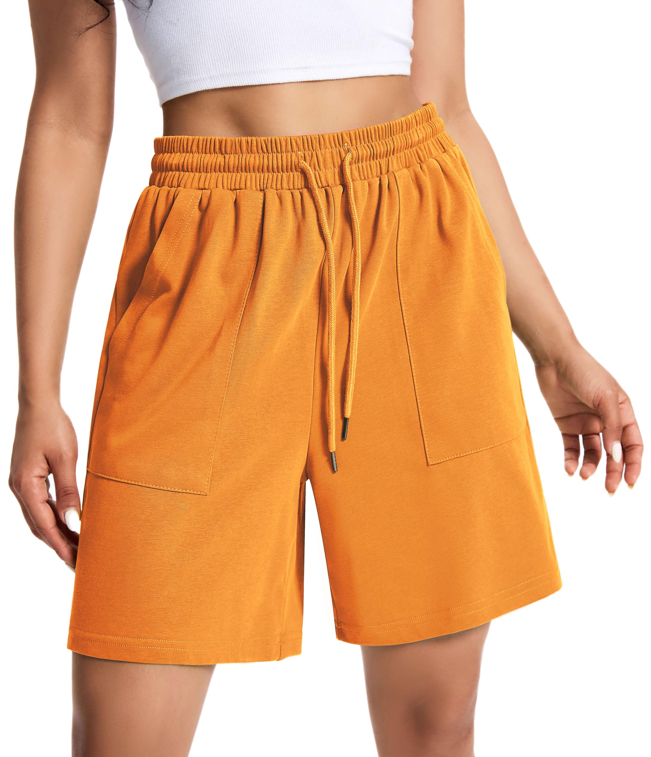 Womens Cotton Sweat Shorts Casual Summer Short Loose Drawstring Lounge Running Athletic Shorts with Pockets