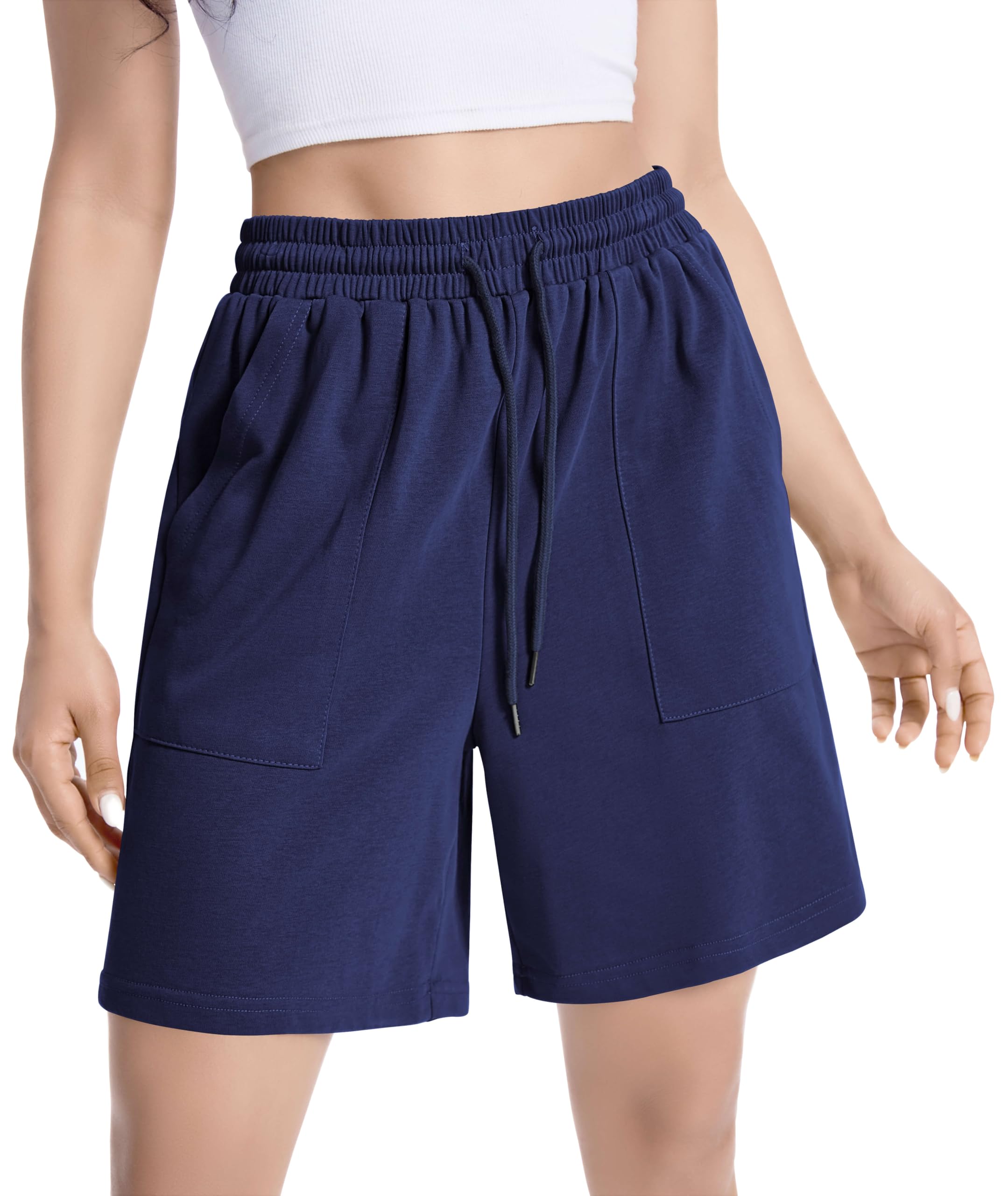 Womens Cotton Sweat Shorts Casual Summer Short Loose Drawstring Lounge Running Athletic Shorts with Pockets