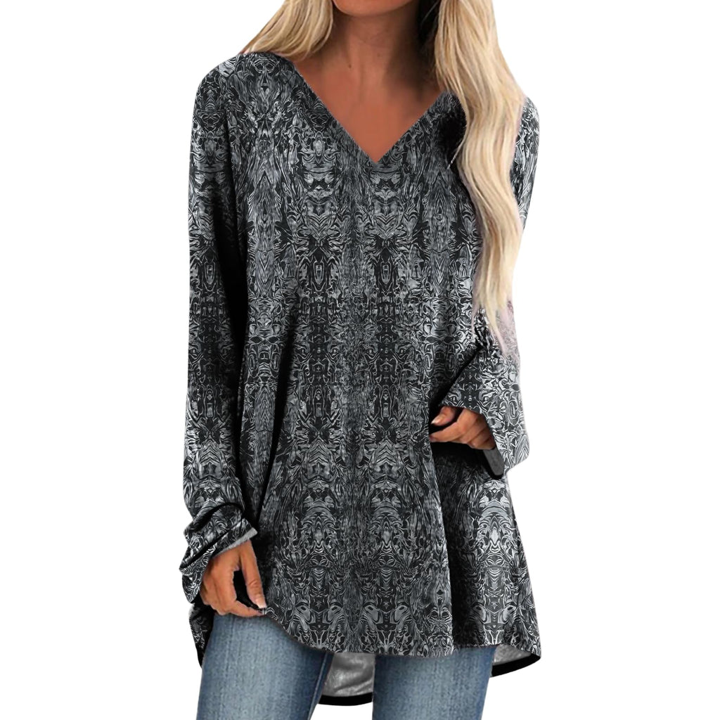 Womens Tops Casual Loose V Neck Tunic T Shirts Long Sleeve Blouses Classic Dressy Solid Color Sweatshirts