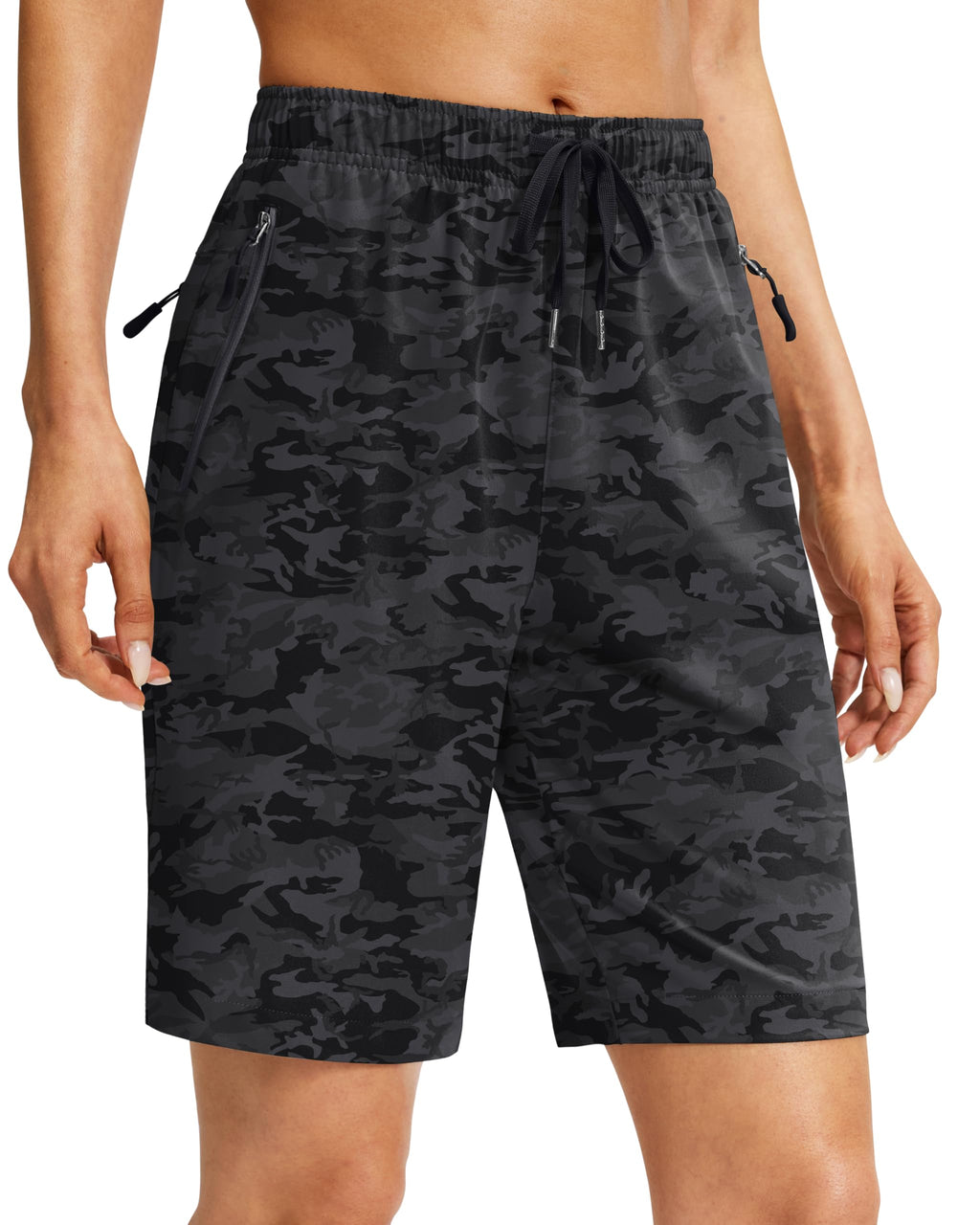 Viodia Women's 9''/11'' Hiking Shorts Long Bermuda Lightweight Shorts Quick Dry Athletic Golf Shorts with 3 Zipper Pockets