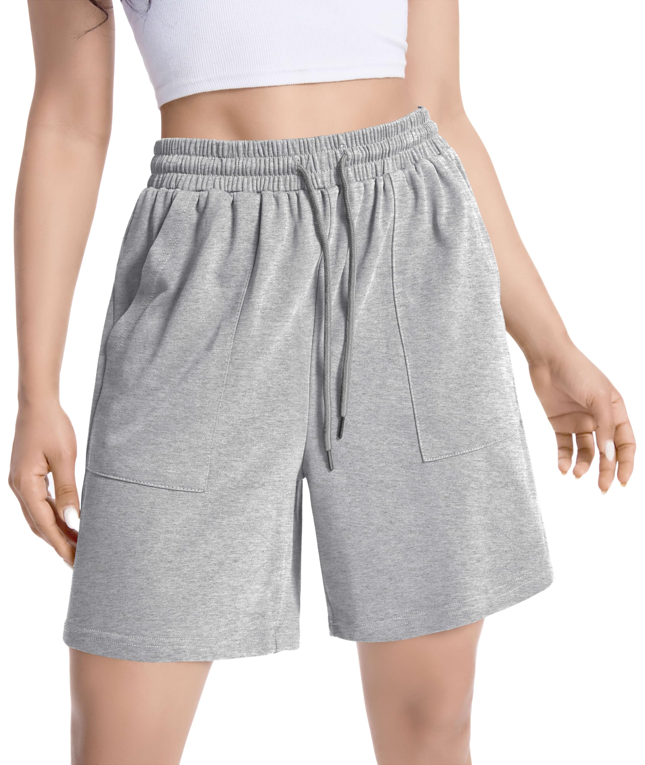Womens Cotton Sweat Shorts Casual Summer Short Loose Drawstring Lounge Running Athletic Shorts with Pockets